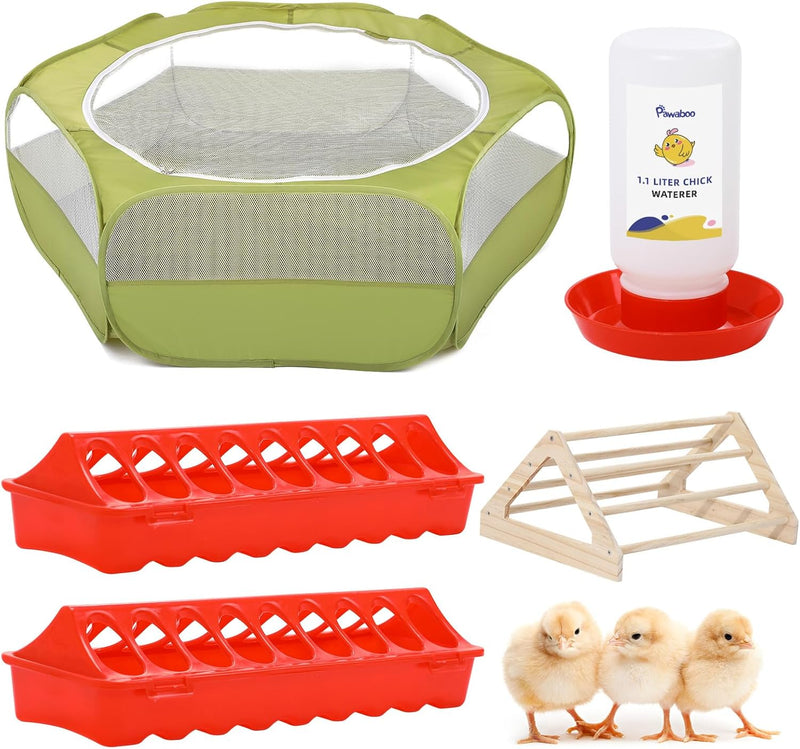 Pawaboo 5-in-1 Hühnerbrutkasten für Küken Starter Kit, enthält Käfig für Haustiere, Zelt, Küken Bars