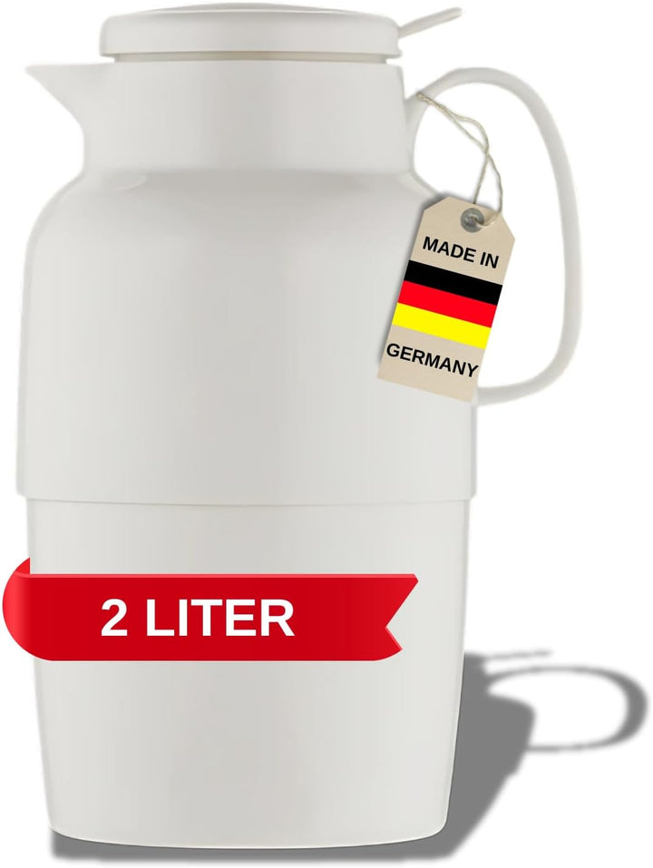 Helios Mondo Push Kunststoff-Isolierkanne, weiss, 2 Liter Weiss 2,0 Liter, Weiss 2,0 Liter