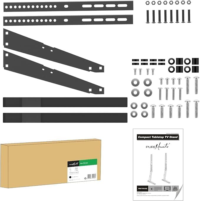 PureMounts PM-TVS-02 Standfuss für TV Geräte mit 94-178 cm (37-70 Zoll), 5-stufig höhenverstellbar,