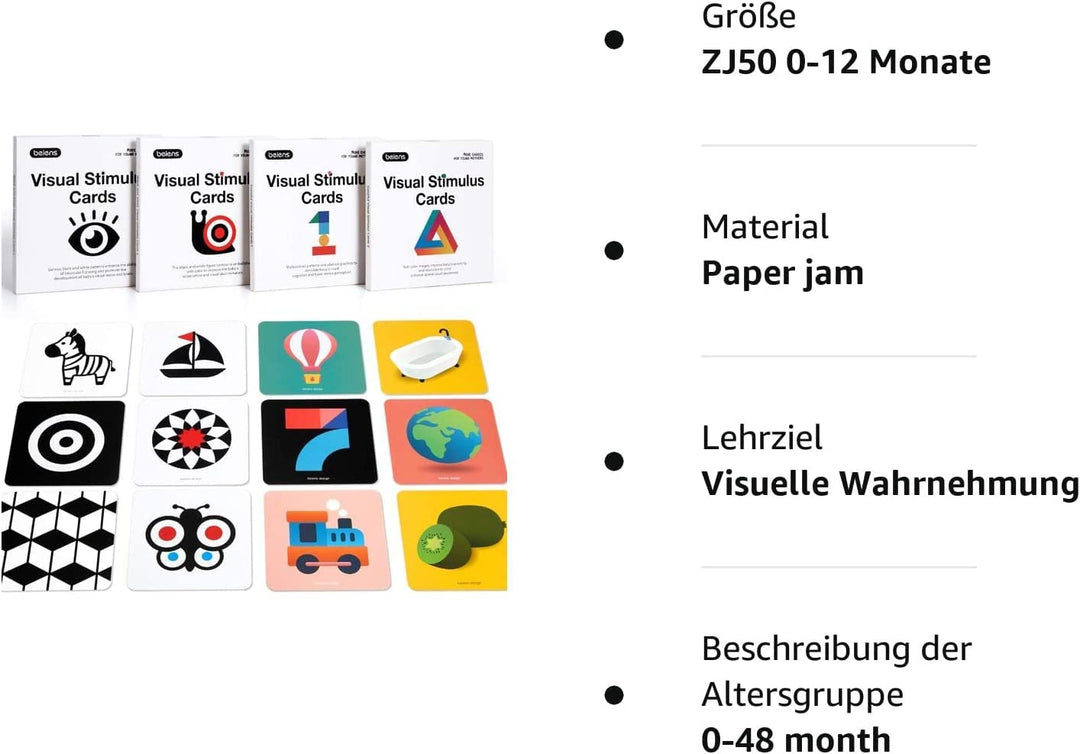 beiens High Contrast Baby Flashcard, 80 PCs 160 Seiten Schwarz Weiss Bunte Visuelle Stimulation Lern
