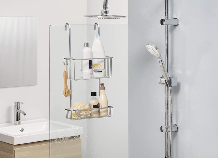 TATAY 2 Höhen Bildschirmregal mit Aluminiumaufhänger, 100% Edelstahl, eloxiertes Aluminium, modernes
