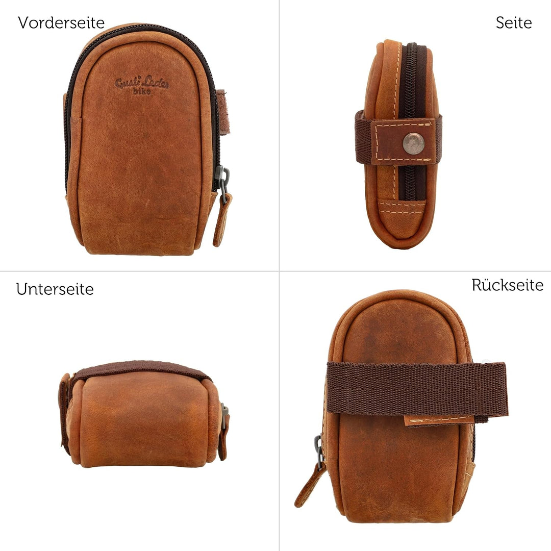 Gusti Satteltasche Leder - UDO B. Schlauchtasche mit wasserfestem Fahrradtasche für Werkzeug Lederta