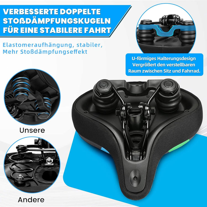 CDYWD Fahrradsattel Herren &amp; Damen Bequem, Extra Breit Weich Gel Fahrrad Sattel, Ergonomisch Polster