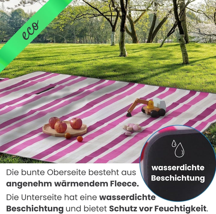 wometo eco-line nachhaltige Picknickdecke wasserdicht 200x200 100% recyceltes Fleece XXL Outdoor Ges