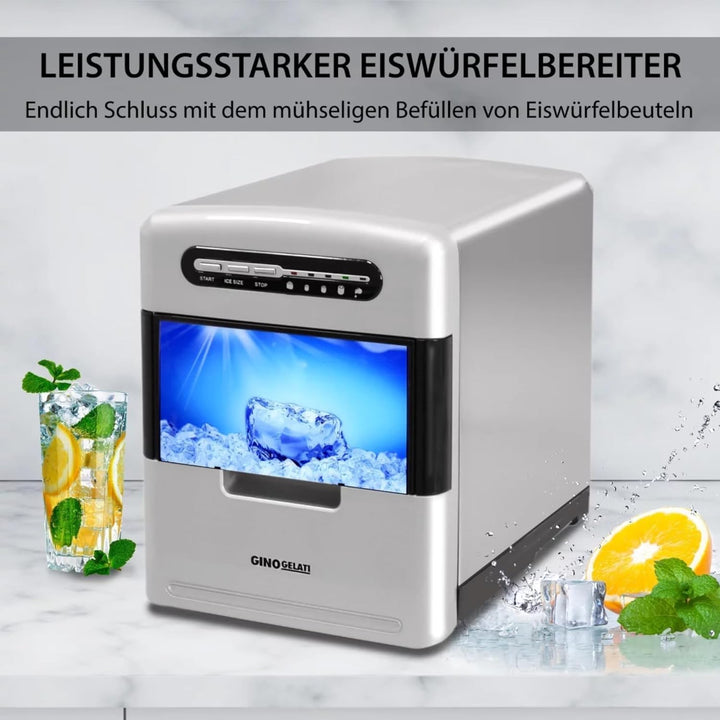 Syntrox Germany Eiswürfelmaschine Korai (Edelstahl + Display + Kontrollleuchten), Eiswürfelgrössen a