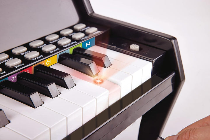 Hape elektrisches Leuchttasten-Piano mit 25 Tasten, schwarz mit 6 Rhythmen und 8 Melodien, ab 3 Jahr
