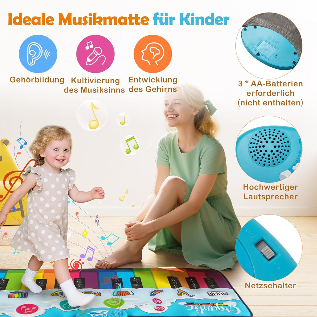 COSTWAY Musikmatte Kinder, Klaviermatte mit 8 Musikinstrumente, Keyboard Tanzmatte mit Aufnahme & Wi