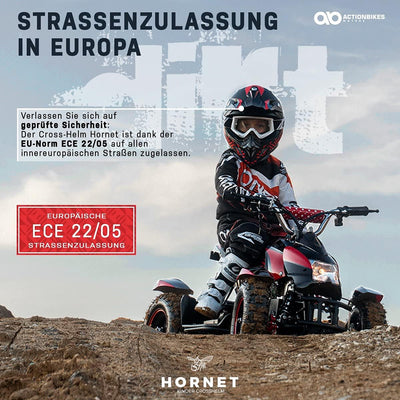 Actionbikes Motors Kinder Cross Helm Hornet ECE 22/05 Norm - Strassenzulassung - Motocross - Crosshe
