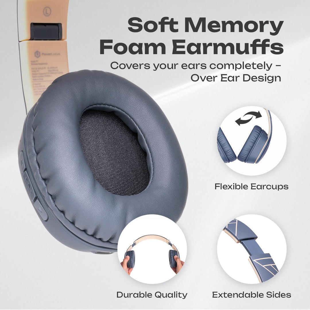 PowerLocus P7 Bluetooth Kopfhörer Over Ear, Faltbare Headphones, Kabellose Kopfhörer mit Bass-Modi,