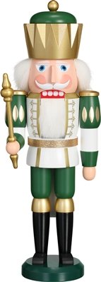 Rudolphs Schatzkiste Nussknacker König grün weiss HxBxT = 40x14x12cm NEU Weihnachten Seiffen Nutcrac