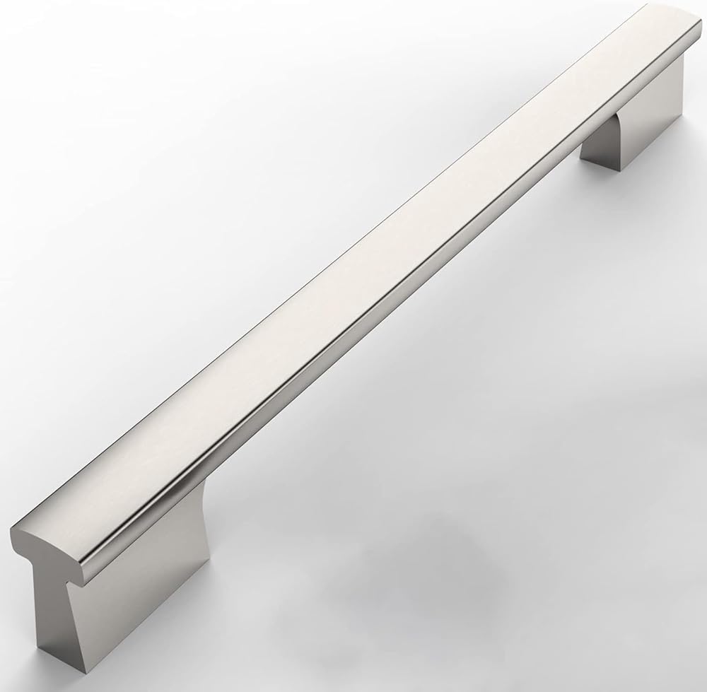 Amerdeco 10 Stück Möbelgriffe Gebürsteter Nickel 192mm Lochabstand Schubladen Griffe für Küchenschrä