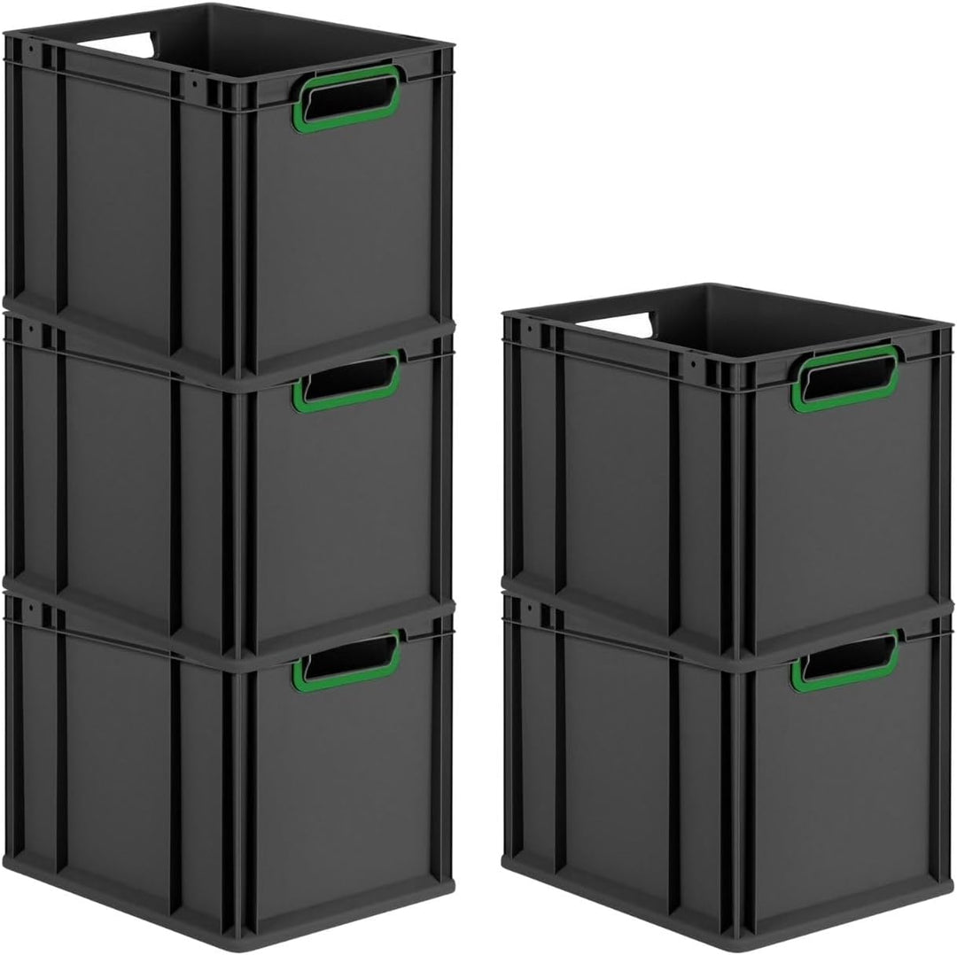 PROREGAL SparSet 10x Eurobox NextGen Color | HxBxT 32x30x40cm | 30 Liter | Griffe grün offen | Schwa