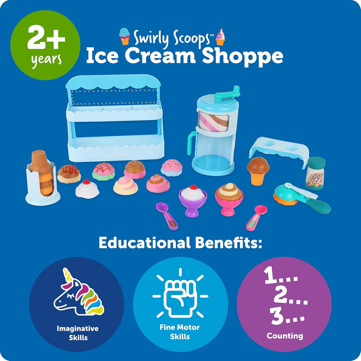 Learning Resources Swirly Scoops Eiscreme-Shop LER9278, Ab 2 Jahren, Rollenspiel Eisdiele, Feinmotor