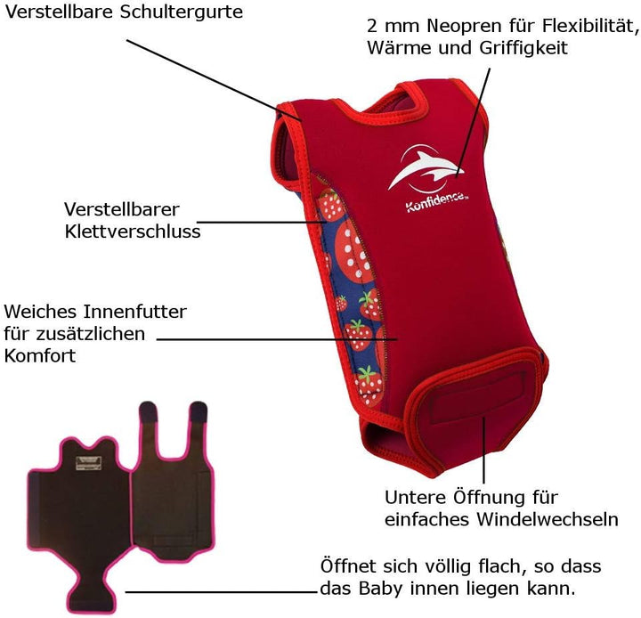 Konfidence Babywarma, Schwimm-Anzug | Wärmender Schwimm-Anzug, enthält Plitsch-Platsch-Fibel für das