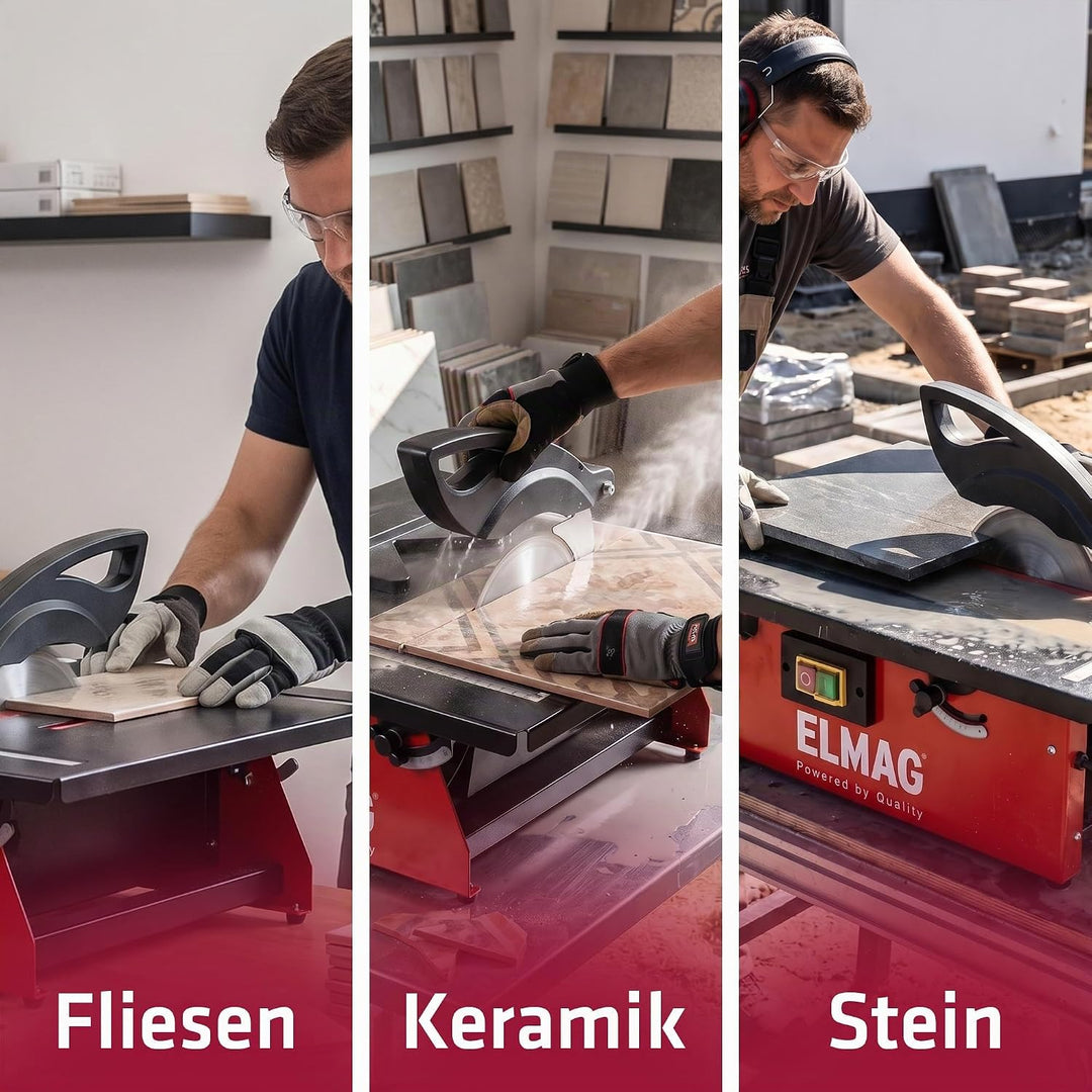 ELMAG Fliesenschneidmaschine KING 180 | Diamantscheibe Ø180 mm | 0–45° Gehrung | Nassschnitt | 0,6 k