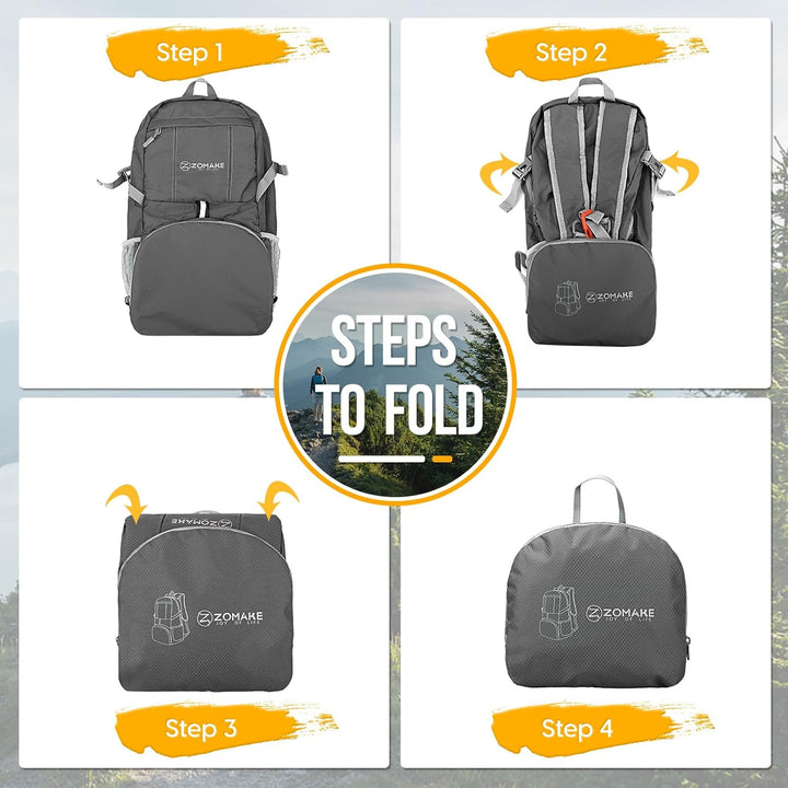 ZOMAKE 35 L Leicht Faltbarer Rucksack Packbare Backpacks, Kleiner Rucksäcke Wanderrucksack Wasserdic