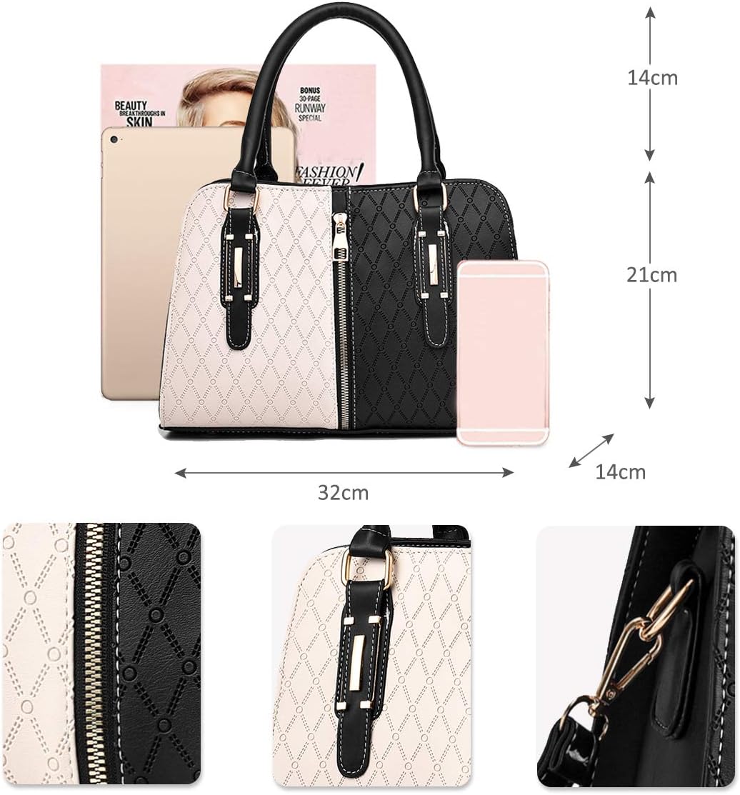 NICOLE & DORIS Schultertasche Damen Mode PU Leder Schick Shopper Handtasche Umhängetasche Tote Handt