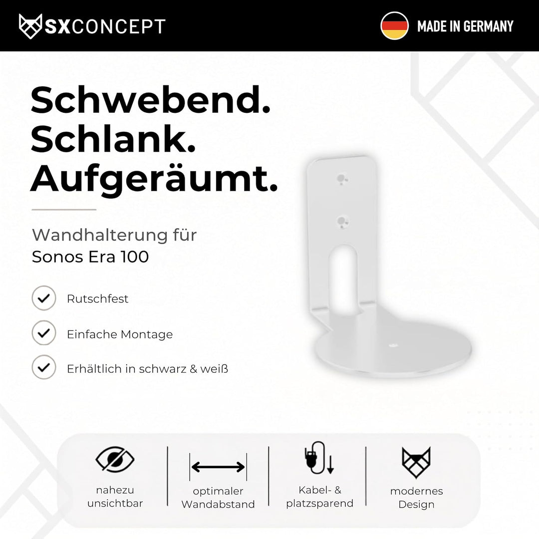 SX-Concept Wandhalterung für Sonos Era 100 | Gerade-Variante | Minimalistisches Design | Optimaler W