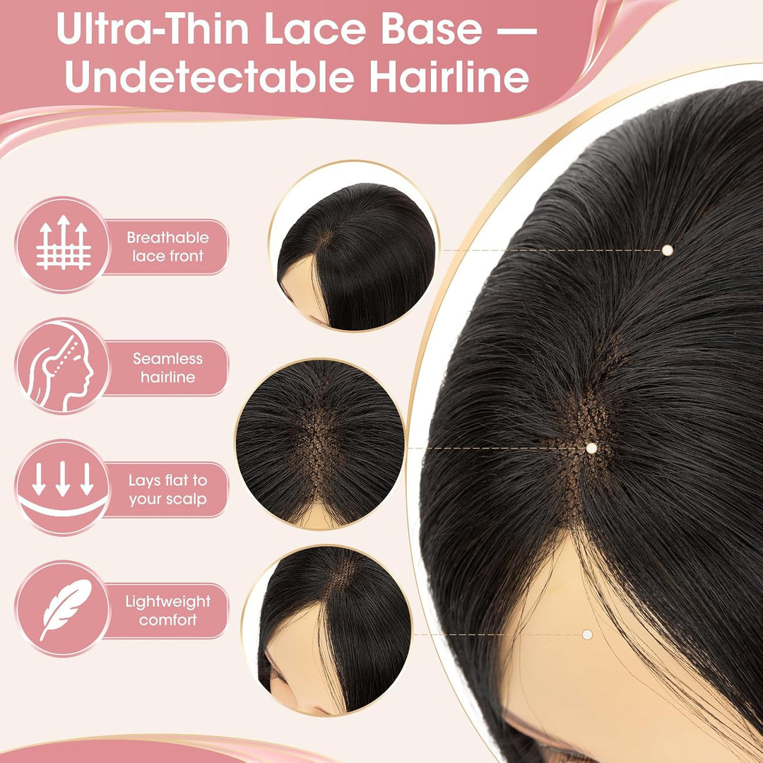 Silk-co Hair Topper Echthaar, 8x11.5cm handgebunden Basis Toupet Damen, Clip in Haarteile mit Spitze
