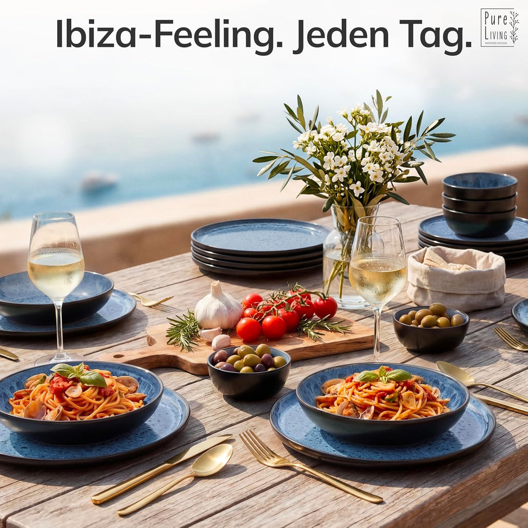 Steingut Geschirrset 6 Personen Ibiza 18-tlg. TEST SEHR GUT – Steingut Geschirr Set für Spülmaschine