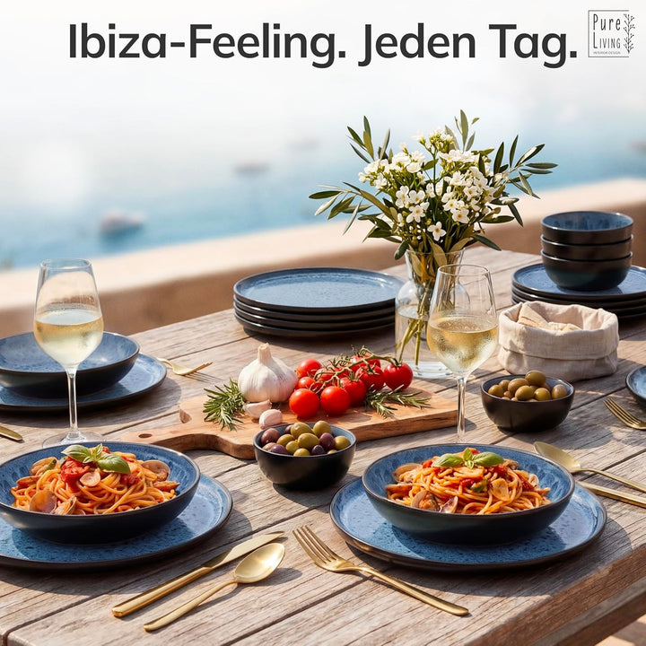 Steingut Geschirrset 6 Personen Ibiza 18-tlg. TEST SEHR GUT – Steingut Geschirr Set für Spülmaschine