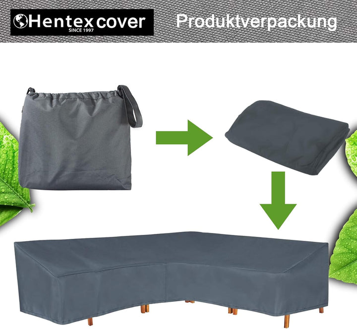 Hentex Cover Loungemöbel Abdeckhaube für L-Form Sofas，Wasserdichtes Atmungsaktives TPU Gewebe Abdeck