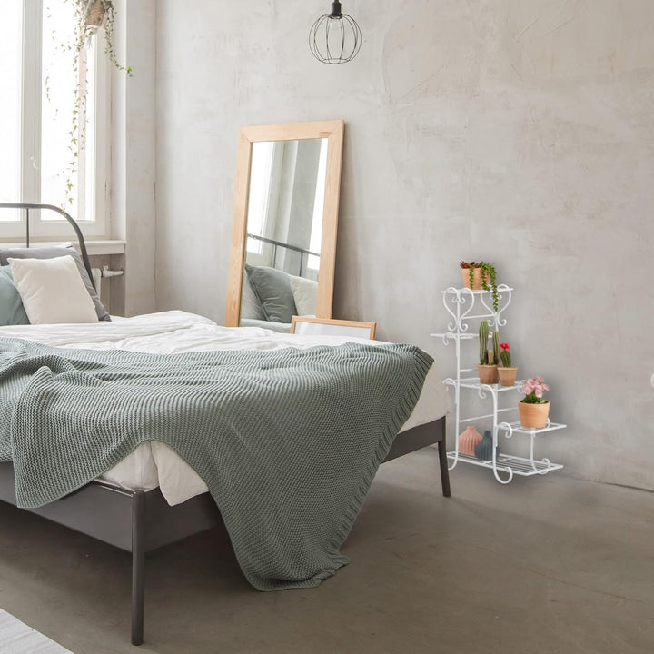 Relaxdays Blumenregal Metall, Vintage, HxBxT: 75 x 56 x 23 cm, Pflanzenregal innen, Blumentreppe mit