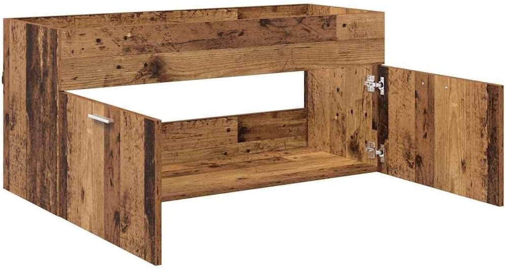 vidaXL Waschbeckenunterschrank mit Speicher Altholz Holzwerkstoff, Badezimmer Aufbewahrung, moderner