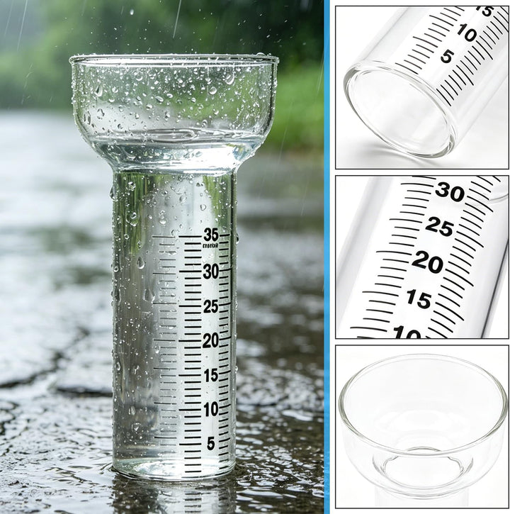 2 Stück Regenmesser Glas 35mm Frostsicher, Regenmesser Ersatzglas mit Halterung und Klarer Skala, Ni