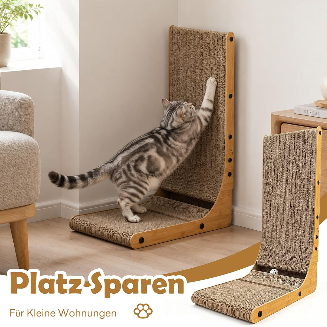Kratzbrett Katzen, Kratzpappe für Katzen L-förmige 70cm Katzenkratzbretter | Katzen Kratzbrett mit C