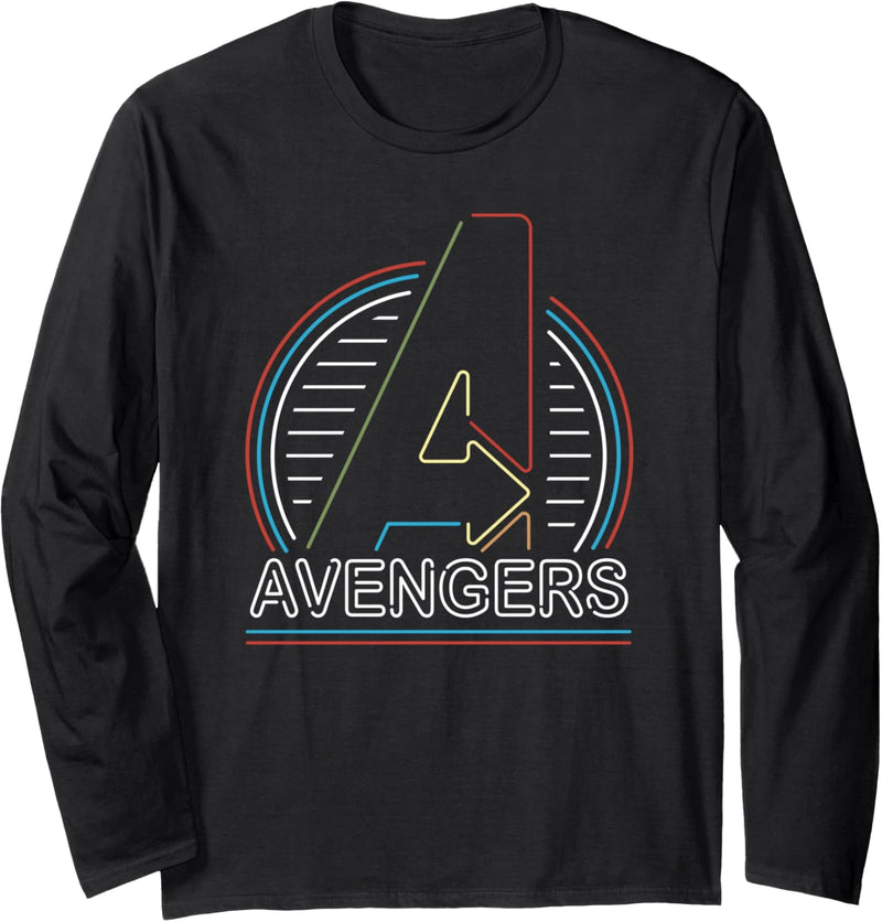 Marvel Avengers Logo in Neon Lights Langarmshirt