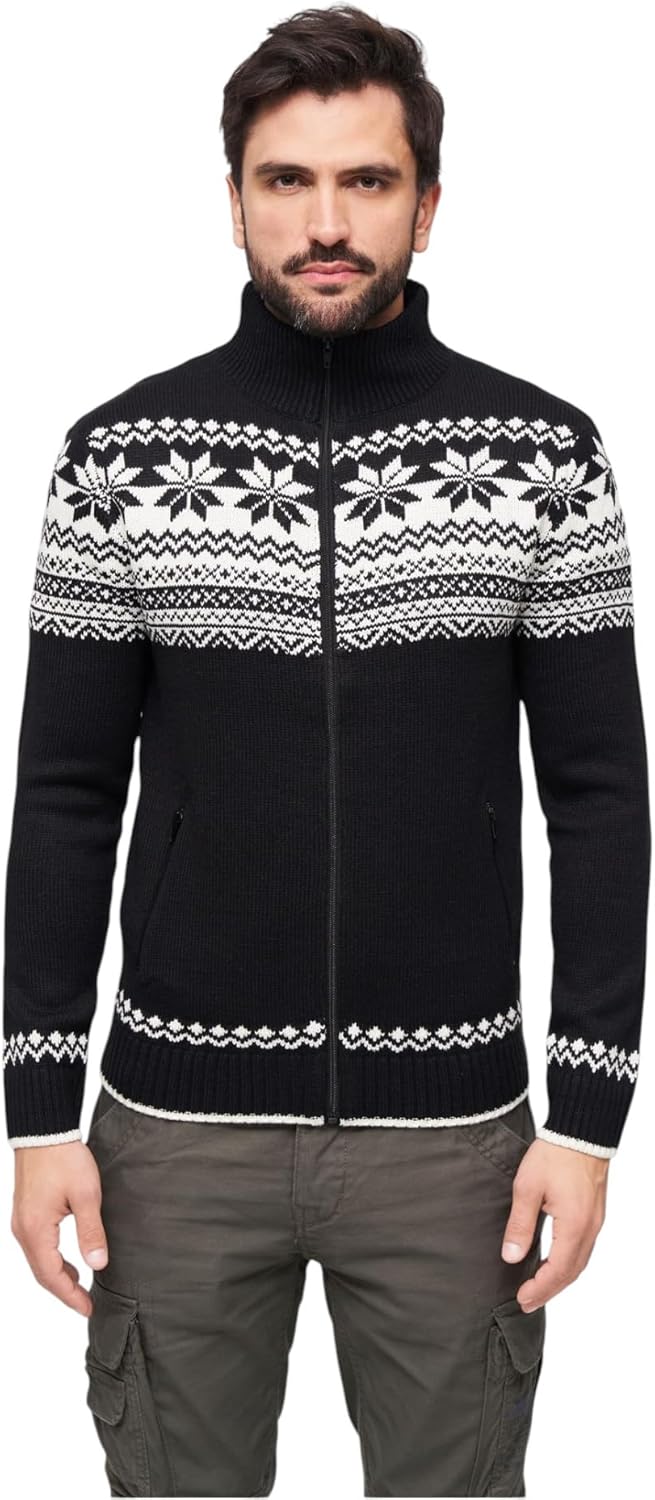 Brandit Herren Norwegian Cardigan Strickjacke (1er Pack) 3XL Schwarz, 3XL Schwarz