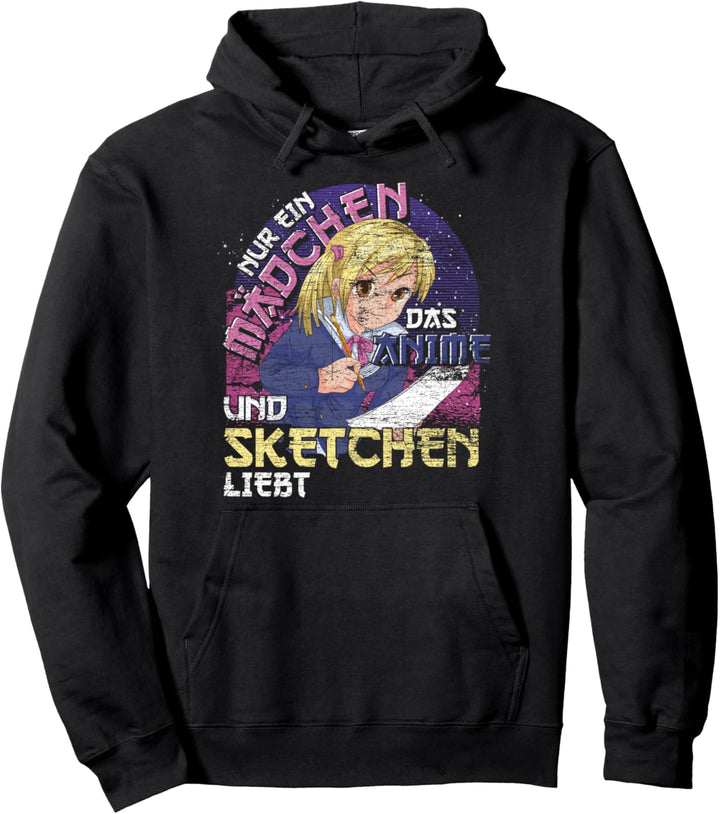 Nur ein Mädchen das Anime und Sketchen liebt Japan Anime Pullover Hoodie
