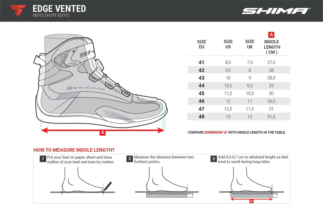 SHIMA EDGE Vented, Motorradschuhe für Männer - Verstärkte Strassenreitschuhe mit ATOP-Verschlusssyst