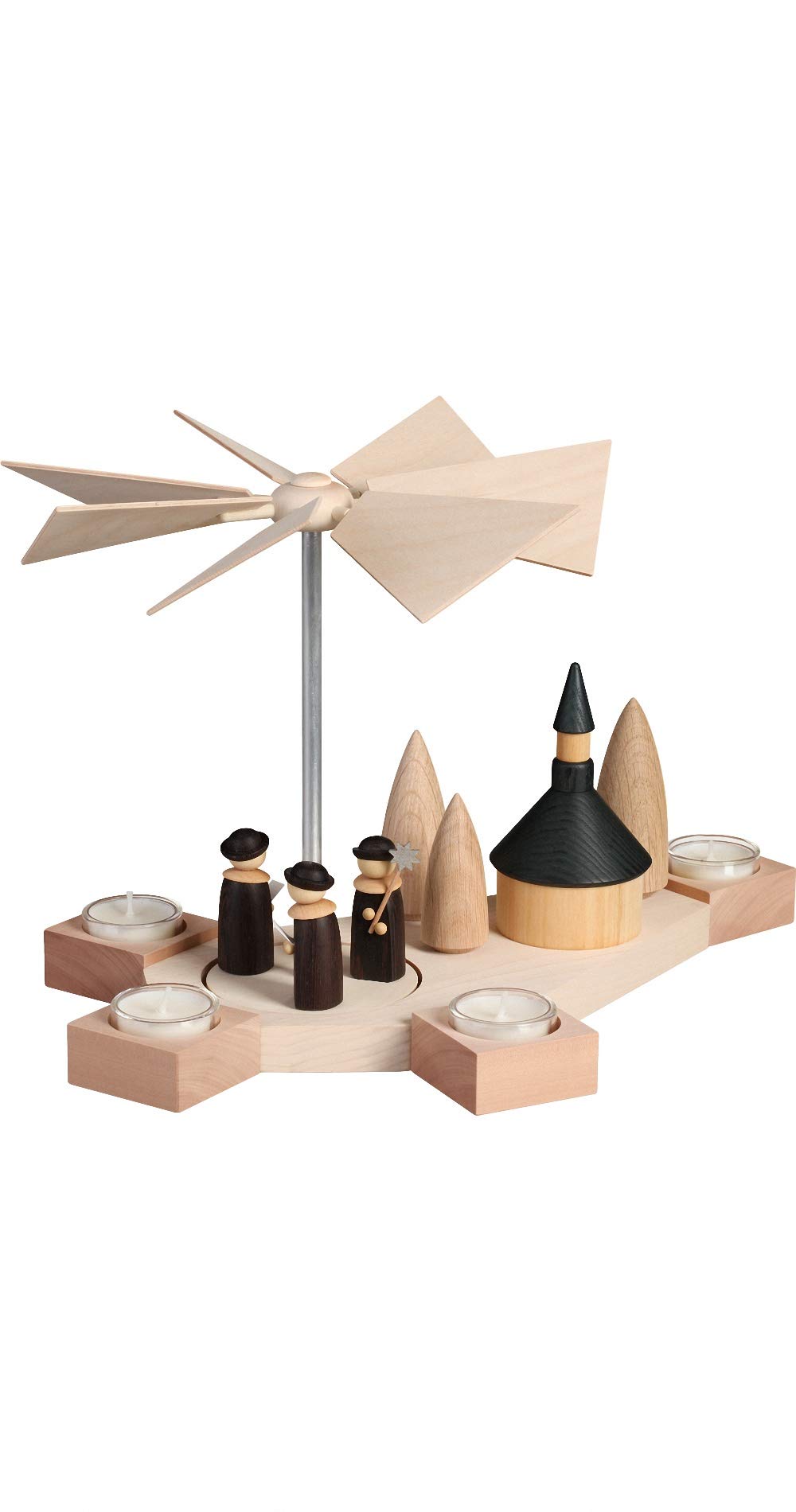 Seiffener Volkskunst - Teelichtpyramide Octogonum - Teelichthalter - Weihnachtssänger - ca: 23 x 38