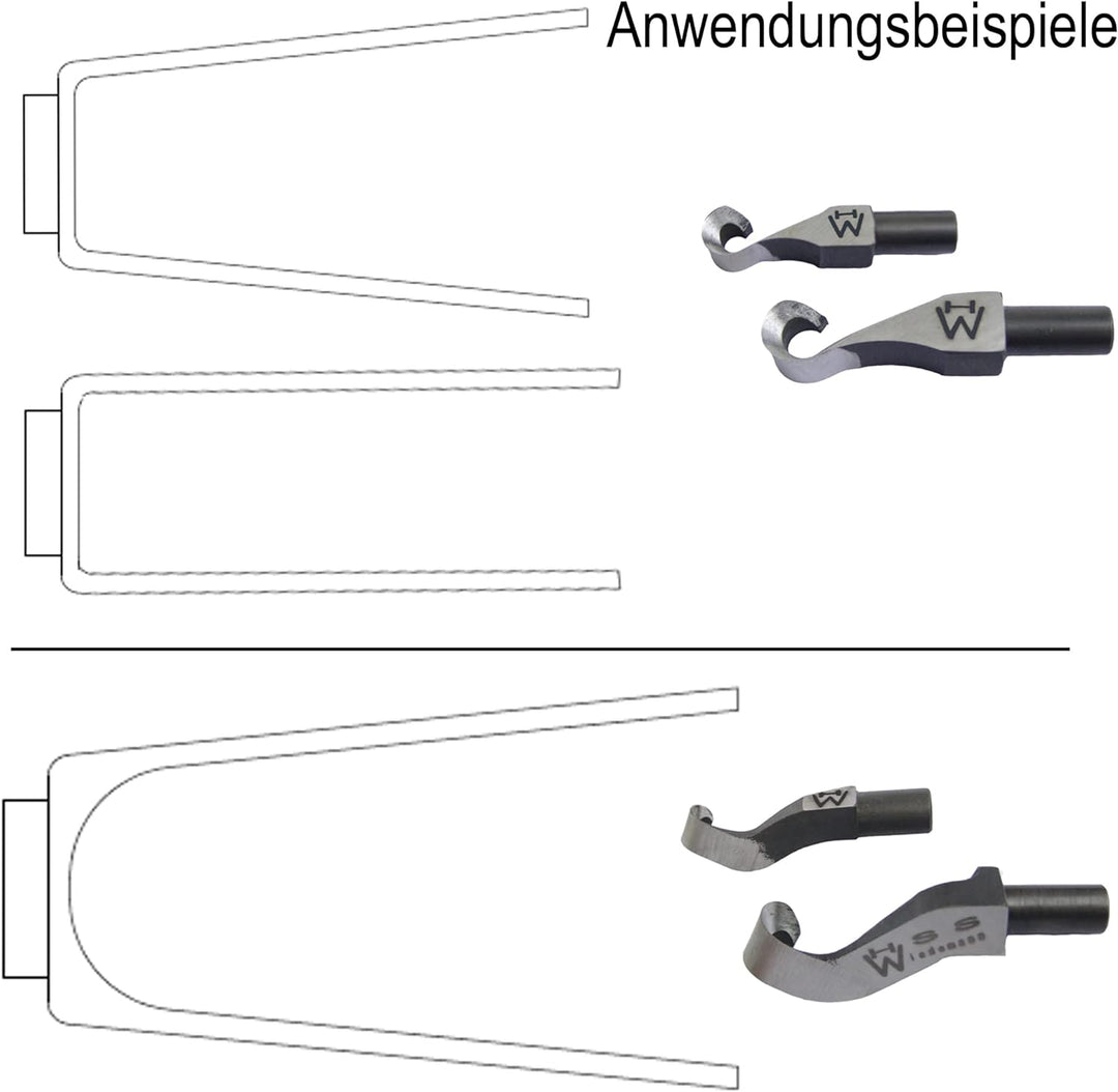 Wiedemann Ausdrehhaken gross gerade und gross gekröpft mit Ø13mm kurzer Haltestange für Drechsler/Wo