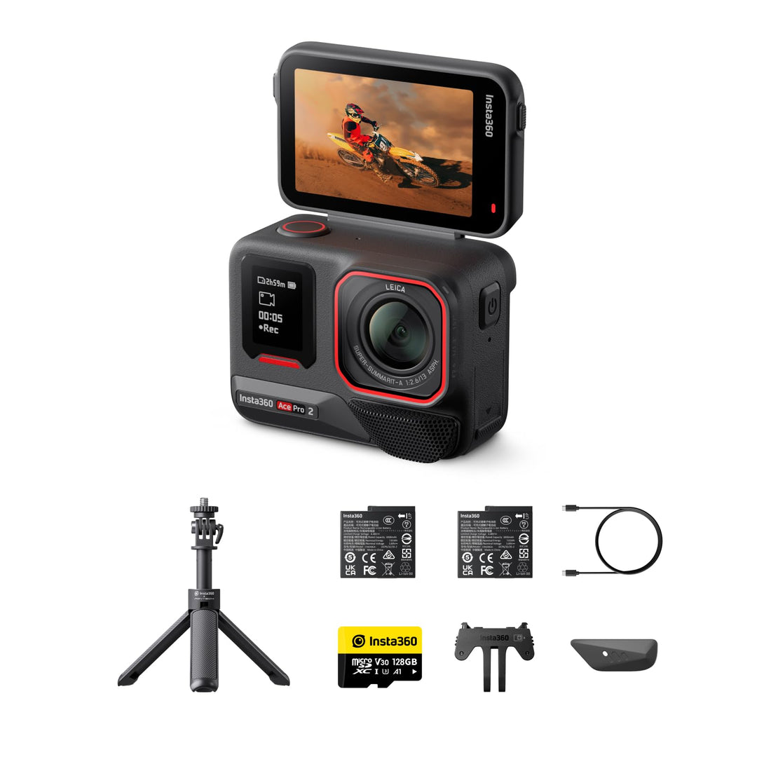 Insta360 Ace Pro 2 Auf Geht's-Bundle - 8K wasserdichte Actionkamera mit Leica entwickelt, 1/1,3" Sen