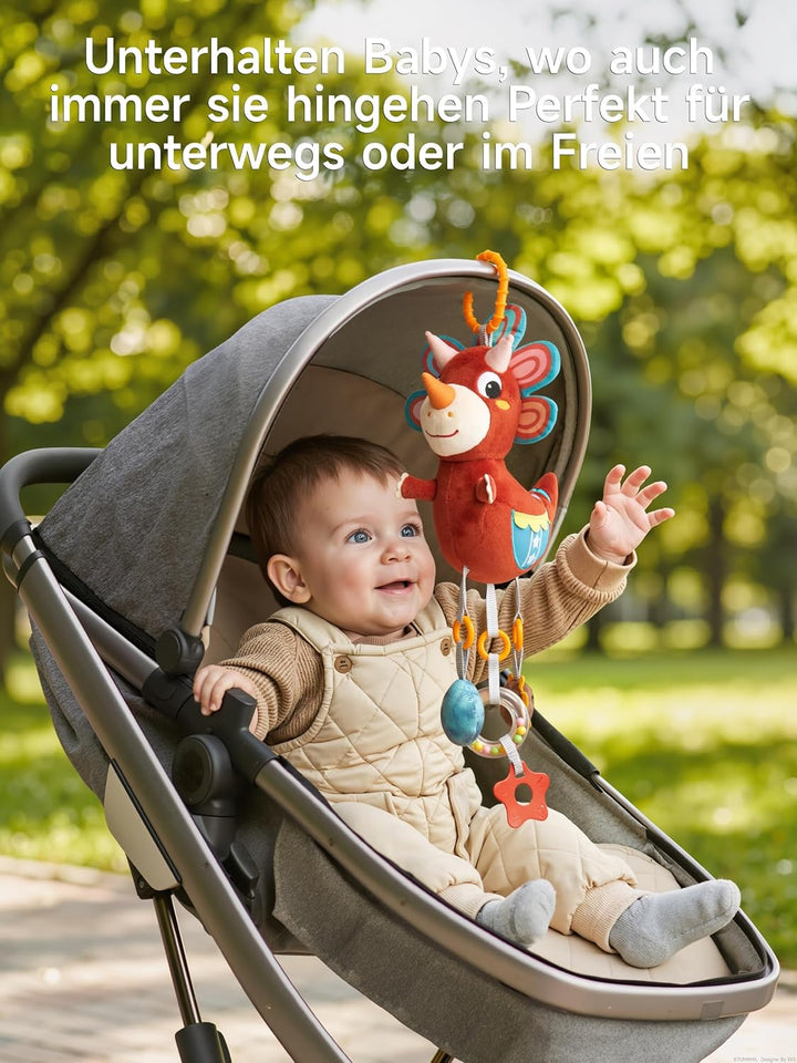 TUMAMA KIDS Baby Kinderwagen Spielzeug ab 0 2 3 4 6 8 9 12 Monate, Dinosaurier Spielbogen Anhänger G