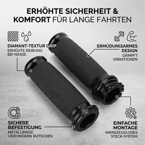 1 Paar Universal Motorrad 25mm Handgriff Aluminium + Gummi Anti-Rutsch-Lenkergriffabdeckung Schwarz,