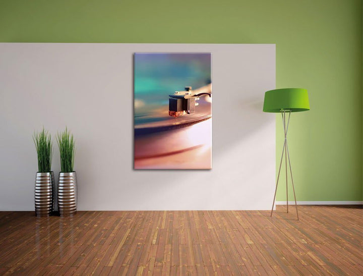 Pixxprint Schallplatte, Format: 100x70 auf Leinwand, XXL riesige Bilder fertig gerahmt mit Keilrahme