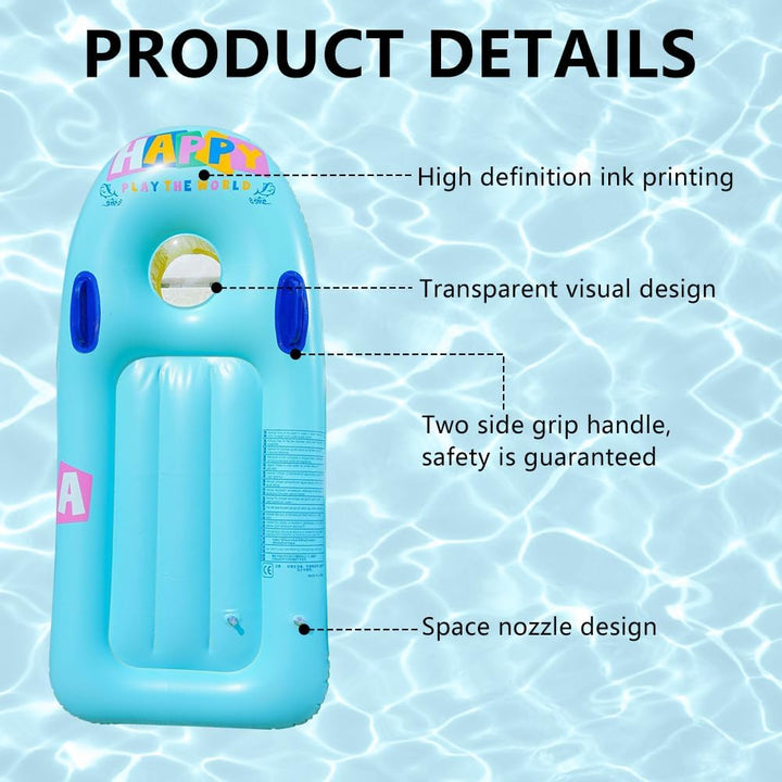 Inflatable Bodyboard Kids Boogie Board with Handles Portable Surfboard Pool Float Beach Surfing Swim