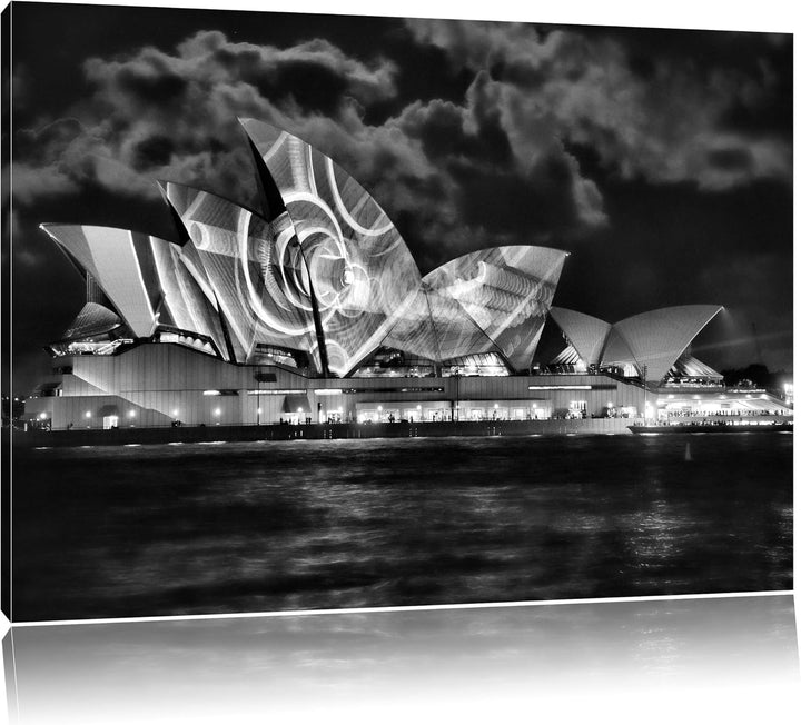Pixxprint Monocrome, Sydney Opera House Lichter, Format: 100x70 auf Leinwand, 100x70