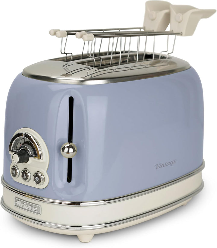 Ariete Vintage 155, 2-Scheiben-Toaster, Retro Toaster mit 6 Toaststufen, Automatischer Auswurf, Auft
