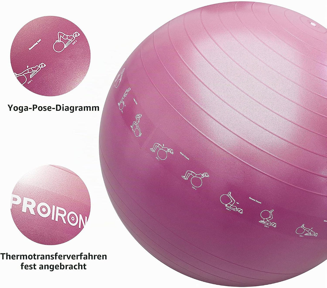 PROIRON Gymnastikball Pezziball Sitzball Trainingsball Fitnessball &amp; Balance für Core-Training mit P