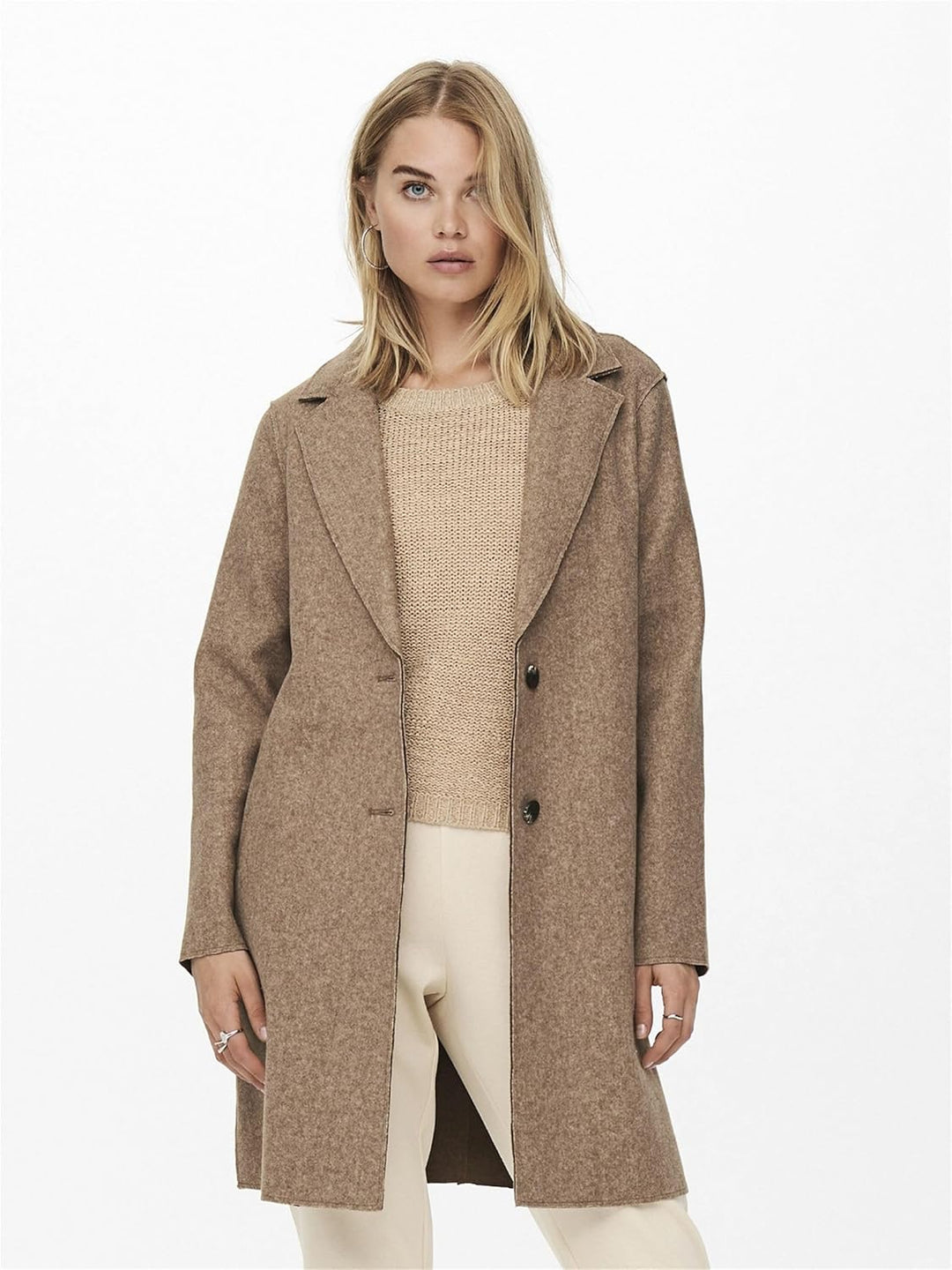 ONLY Damen Kurzmantel Carrie Bonded lange Damenjacke mit Knopfleiste S Woodsmoke Melange, S Woodsmok