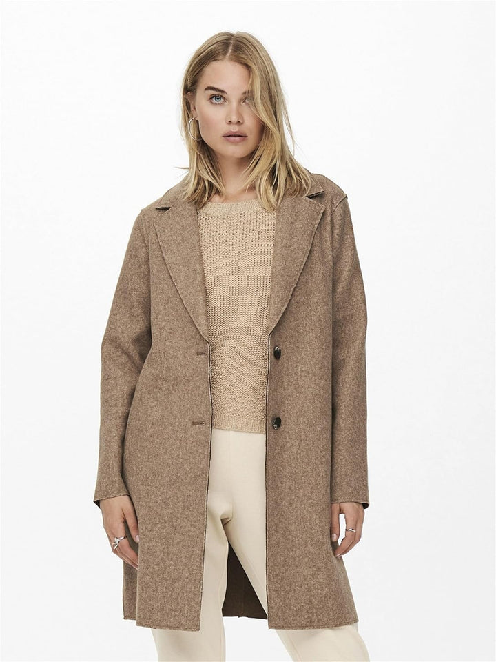 ONLY Damen Kurzmantel Carrie Bonded lange Damenjacke mit Knopfleiste S Woodsmoke Melange, S Woodsmok