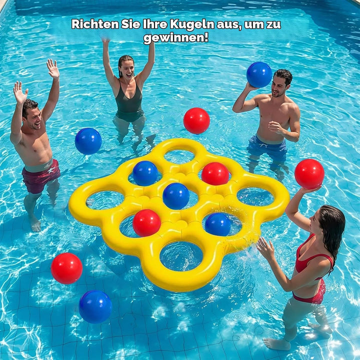 MoKo Tic-Tac-Toe Wasserspiel-Set für den Pool, Aufblasbare Pool-Schwimmhilfe mit 10 Bällen, Spiele f