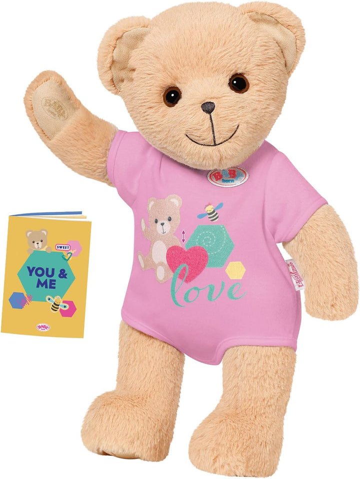 BABY born Bär, Teddy Kuscheltier mit pinkem Strampler und beweglichen Armen und Beinen, 835586 Zapf