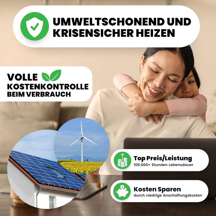 BR Bringer Infrarotheizung Standgerät - 1000 Watt - Energiesparend - Mobile Elektroheizung mit Stand