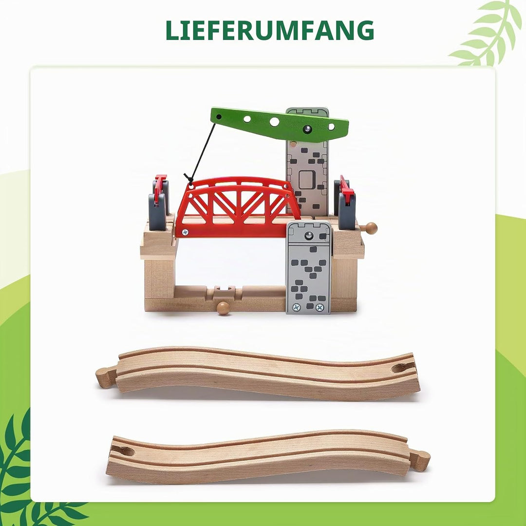SainSmart Jr. Holzeisenbahn-Set Zubehör, bewegliche Hebebrücke Set mit Gleis für Kinder, kompatibel